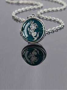 1件化石风格十二生肖主题玻璃凸面吊坠项链，搭配可调节链条，时尚又充满青春气息的配饰。 - 銀色 - 查看 6