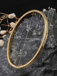 1pc Stainless Steel Bangle Bracelet, Material, Harmless To Body, Eternal Classic Element, High Quality Minimalist Style For Daily Wear - Gold - View 2