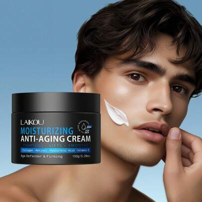  1 pieza Crema hidratante antienvejecimiento Laikou para hombres de 150g, crema facial antienvejecimiento con hidratación rápida, loción facial fácil de almacenar, regalo para el padre, cuidado personal para el Día del Padre