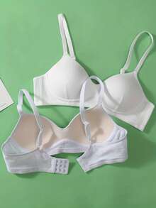2pcs/Set Solid Color Wireless Thin Push-Up Bra, Suitable For Small Bust Girl - Multicolor - View 2