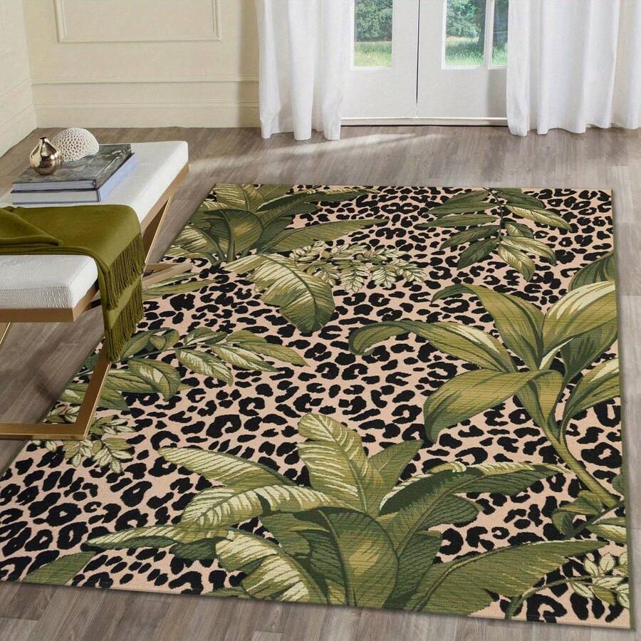 1pc Leopard Print Rug, Red Lips Rug, Pop Art Rug, Bold Statement Area Rug, Funky Living Room Decor, Animal Print Rug, Glamorous Home Rug, 84*60inch,Perfect Choice For Christmas ,Stylish And High-Quality Rugs, Perfect For Christmas Decorations And GiftsHome Decor, The Best Choice For Gothic-Style Birthday Gifts - Nhiều màu - Xem 1