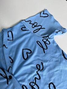 Women's Pajama Set Sleepwear Blouse And Cropped Top With Heart Print, Button-Down Cropped Top, Elastic Waist Pants, Warm Suede, Everyday Wear, Sizes P, M, G, GG, Night Comfort Line - 淺藍色 - 查看 6