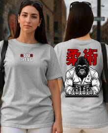 Unisex T-Shirt Martial Art Jiu Jitsu Fight Sport Gorilla Academy Training Strike - 灰色 - 查看 2