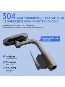 Torneira Monocomando Banheiro Cascata 360° 4 Modos Aço Acabamento Winda - Cinza escuro - Visão 10