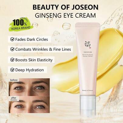 Beauty of Joseon 30毫升/1.01液盎司人参眼霜，质地柔滑，滋养柔润，轻盈易吸收，保湿抗皱，抗衰老眼霜，适合所有肤质，韩国化妆品