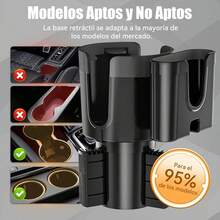 Portavasos para Auto, 2 en 1 Expansor de Portavasos para Coche con Base Ajustable y Soporte Extraíble para Teléfono, Multifuncio - A - Ver 8