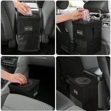 Bote de basura para coche con tapa, plegable y portátil, impermeable, cubeta de basura multiusos de gran capacidad de 2.6 galone - A - Ver 3