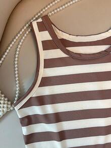 Bộ 3 áo tank top không tay cho bé gái tuổi teen, thoáng khí, thoải mái mùa hè, đi học, xuân hè, thu đông, kẻ sọc, phong cách Mỹ. - Lạc đà - Xem 7