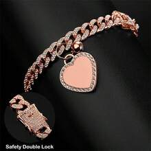 Adjustable Heart-Shaped Pendant Pet Collar, Bling Rhinestone Embellished Cuban Chain Necklace, Comfortable Fit For Small To Medium Dogs - Multicolor - View 4
