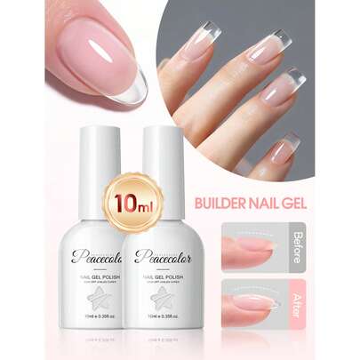  PEACECOLOR 1/2 Set de Gel de Modelado de Uñas, Gel de Extensión de Uñas Transparente con Fuerte Adhesión y Efecto de Larga Duración, Adecuado para Salón de Uñas y Uso Doméstico DIY
