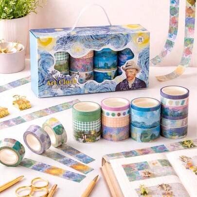 Juego de Cintas Decorativas Washi Tape de Papel Japonés – Corte Fácil a Mano, Adhesivo Removible sin Residuos, Ideal para Manualidades y Scrapbooking
