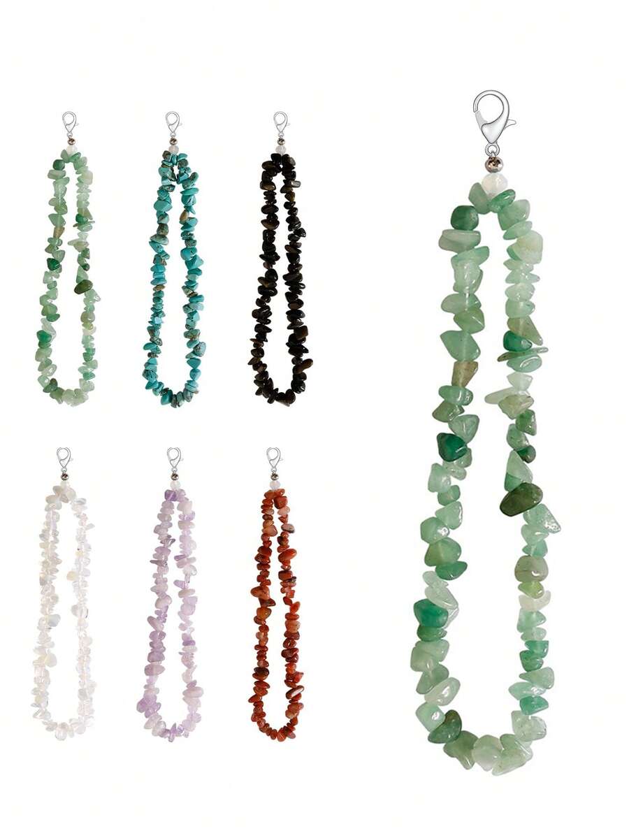 1 قطعة قلادة كلاسيكية عصرية من الحجر الطبيعي المزين بالكريستال، مناسبة للارتداء اليومي، صنع المجوهرات DIY، إكسسوارات DIY، قلادة، تعليقة حقيبة، سلسلة مفاتيح، أمثيست، فيروز، عقيق أسود، هولايت، أفنتورين أخضر - قلادات من الأحجار الطبيعية - مشاهدة 1