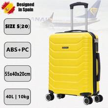 55x40x20厘米 ABS+聚碳酸酯登机箱（40升）硬壳小号行李箱，带4个360°旋转轮和密码锁 - 20英寸 - 黑色/海军蓝/黄色/薄荷绿/玫瑰金/绿色/浅粉色/蓝绿色 - 黃色 - 查看 1
