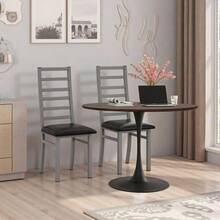 Modern Round Dining Table 120 Cm (47.24 In), Four Patchwork Solid Oak Wood Tops, Metal Base, Side Table Or Coffee Table. - Camel - View 4