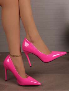 女士高跟鞋，新款粉色尖头细高跟鞋，显瘦派对及婚礼鞋，大码鞋款，百搭优雅高跟鞋 - 粉色 - 查看 11
