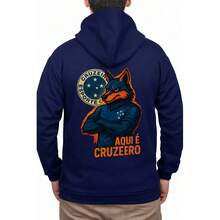 Moletom Canguru Capuz Cruzeiro Premium Unissex Masculino Feminino Blusa De Frio - Azul Marinho - Visão 1