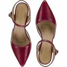 Women's Pointed Toe Dress Pump With Buckle And Block Heel 8588 - Redwood - View 5