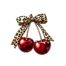 1pc/2pcs/3pcs Leopard Print Cherry Heat Transfer Printing Patch, DIY Ironing Fabric Sticker, Suitable For T-Shirts, Hoodies, Baseball Caps, Canvas Bags - L+S - View 2