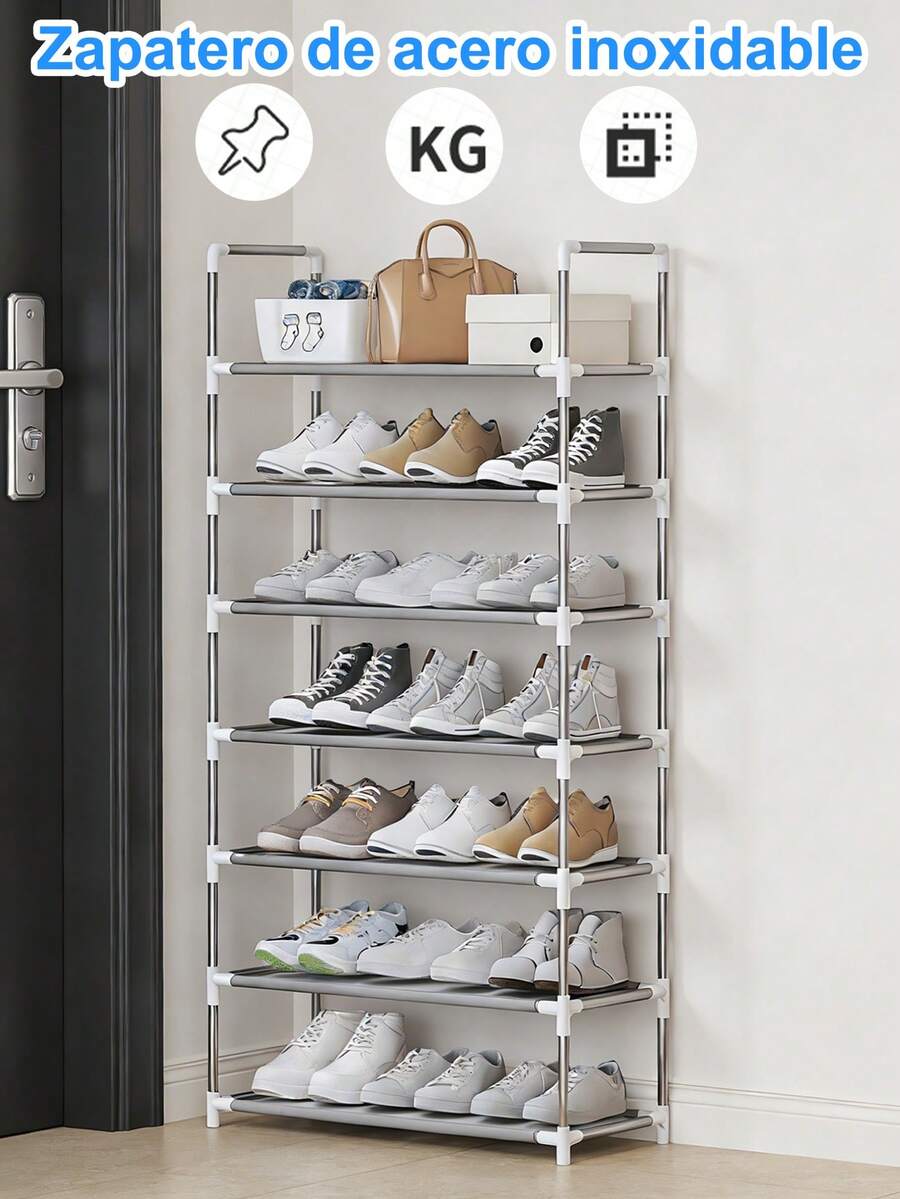 Zapatero 6/7/8/9 Niveles, Organizador Zapatera Rack, Zapatero Pequeño Apilable para 18 - 27 Pares, Organizador de Zapato para Almacenar y Guardar Los Zapatos, Se Utiliza en el Pasillo, Dormitorio, Sala de Estar
