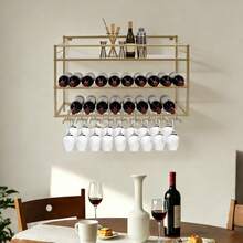 Wine Rack & Wine Glass Rack - Gold - View 3
