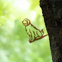 HELLOYOUNG 1pc Rusty Or Black Metal Silhouette Golden Retriever Dog Decor. Countryside Outdoor Home Garden Decoration. Suitable As Housewarming Gift For Pet Lovers. Applicable For Pet Hospital Waiting Area, Dog-Themed Park, Etc. To Create A Warm And Cute Ambiance. - Multicolor - View 4