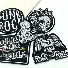 时尚升级：5 件装朋克摇滚吉他刺绣贴片 | 摇滚风刺绣装饰，适用于夹克、乐队 T 恤、包包和鞋子 - C - 查看 6