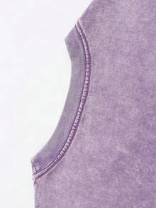 Men's Pattern Washed T-Shirt - Double Sided Printing, 100% Cotton, Short Sleeved, Summer Casual T-Shirt, Black With White Star Design, Loose Fit, Machine Washable, Daily T-Shirt | Loose Fit Shirt | 100% Cotton T-Shirt, Cotton T-Shirt - 紫色 - 查看 5