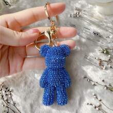 Fully Rhinestoned Bear Keychain, Luxury Sparkling Bag Charm Pendant, Cute Birthday Gift, Car Key Chain, Girlfriend/Valentine's Day Present - Multicolor - View 3