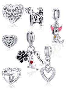 9pcs Silver Heart, Puppy, Rhinestone, Zinc Alloy & Resin DIY Accessories - Multicolor - View 2