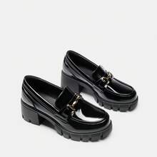 Women Chunky Heel Loafers, Platform Loafers, Slip On Casual Business Dress Versatile Shoes - 蒙特內哥羅 - 查看 4