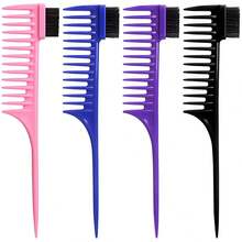 Wide-Tooth Pointed-Tail Comb, Double-Ended Eyebrow Brush, Mascara Brush, Hair Trimming Comb, Hair Coloring Long-Tail Comb, Makeup Brush Hair Styling Comb Set For Men And Women: Wide Tooth & Straightening Combs For Styling, Parting & Braiding - Multicolor - View 1