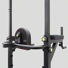 Deluxe Pull-Up Rack – Multi-Function Power Tower For Pull-Ups, Dips, And Core Training | Heavy-Duty Upper Body Strength Station For Home Or Gym Use | Sturdy Steel Frame, Compact Design - Black - View 7