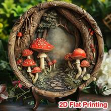 Tranh treo tường tròn 8x8 inch, thiết kế hình nấm cổ điển, thích hợp trang trí nhà bếp, quầy bar hoặc phòng khách. Món quà lý tưởng cho các bữa tiệc, Lễ Tạ ơn và Giáng sinh. Vị trí lỗ ngẫu nhiên. - A - Xem 4