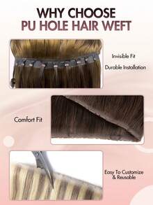 PU Hole Hair Weft Invisible Real Human Hair, Smooth Straight Hair, Using Invisible PU Base, Comfortable And Breathable, Matural And Realistic, Thick Hair Ends - Multicolor - View 6
