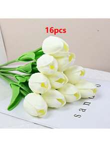 3pcs Artificial Tulip Flowers Decor, Home Decoration Accessories, Fake Flowers For Living Room & Bedroom - Dusty Pink - View 43