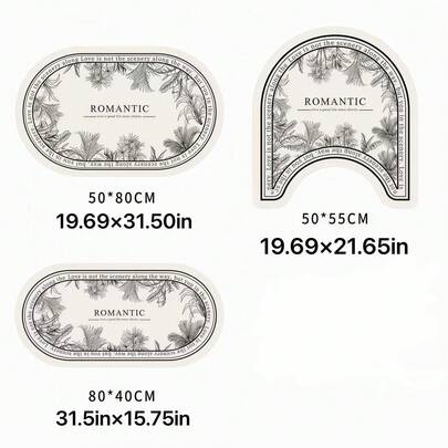 1pc/3pcs Asymmetrical Shaped French Style Carpet, Luxury Faux Leaf Design Carpet, Minimalist Elegant Silicone Mat, Quick Absorbent, Suitable For Bathroom, Toilet, Entrance, Kitchen, Easy To Clean, Bath Mat (Handcrafted Asymmetrical Pattern May Have 1-5cm Deviation, Suggest Ordering Larger Size)
