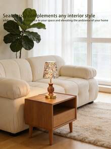 1pc Wood Grain Decorative Table Lamp, Suitable For Living Room, Study, Hotel, Outdoor Camping, Gift, Bedroom, Reading, Children, Decoration, Pregnancy, Prayer Corner, Italian Style, Minimalist, Chinese Style, French Style, Modern Arabic Style, Minimalist Islamic Design, Oasis Mixed Style - Multicolor - View 2
