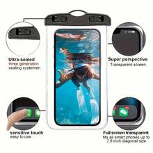 1pc Waterproof Luminous Touch Screen Phone Pouch, Beach Travel Waterproof Phone Bag, Silicone Sealed Anti-Sand Phone Protective Case, Universal Self-Sealing Waterproof Cover, Suitable For Swimming, Beach, Diving, Photography, Rafting, Transparent Waterproof Phone Case - Multicolor - View 8
