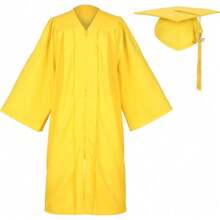 2026 Unisex Matte Graduation Gown And Cap Set With Tassel For Middle High School Bachelor - Gold - View 1