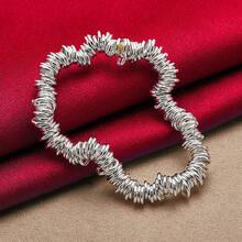 925纯银镀层多圈圆形手链，男女皆宜，时尚魅力，适合婚礼、订婚、派对等场合佩戴。 - 銀色 - 查看 5