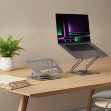 Aluminum Alloy Laptop Stand With 360° Swivel Base Ergonomic Adjustable Height Foldable Laptop Riser For Desk Ventilated Computer Holder Compatible With 10-16 Inch Laptops Silver - View 7