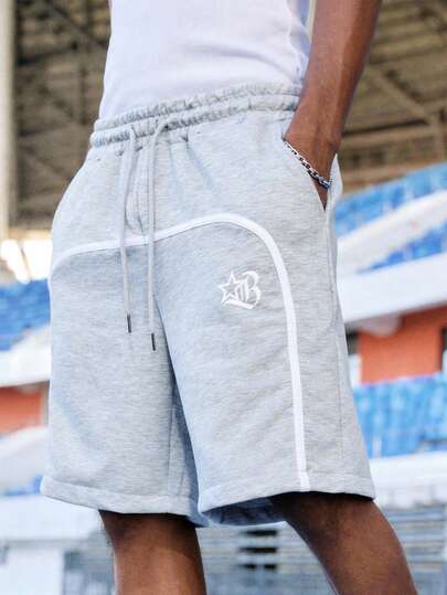 EVRINFINITE 男士抽绳腰带五角星印花条纹织带短裤