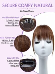 Human Hair Bangs, Invisible Extension Hair Strands, Natural And Realistic. Soft And Breathable, Easy To Wear, Ideal For Adding To Your Hairstyle When Vacationing At The Beach, Instantly Creating A Vibrant, Fresh And Charming Look. - Multicolor - View 6