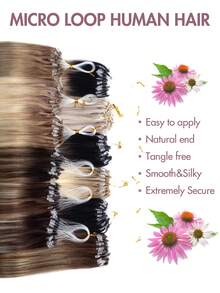 Micro Loop Human Hair Extensions, Silky Soft Hair With Voluminous Ends, Highlight Color Micro Bead Invisible Micro Loop Real Human Hair For Women - 彩色 - 查看 5