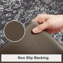 KIMODE Anti Fatigue Kitchen Mats Floor, Boho Floral Kitchen Rugs 17x29.5+17 X47", Cushioned Mats Kitchen Floor, Non Slip Kitchen Floor Mats, Sink, Laundry, Office, Desk Blue Multi E3V1 - 深灰色 - 查看 8