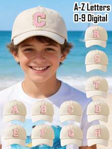 1 Mũ lưỡi trai màu be cho trẻ em, mũ lưỡi trai in 26 chữ cái từ A-Z, mũ lưỡi trai in số từ 0-9, mũ thể thao ngoài trời, mũ chạy bộ, mũ lưỡi trai cần thiết cho kỳ nghỉ, mũ mùa hè đi biển cho bé trai và bé gái. - Nhiều màu - Xem 2
