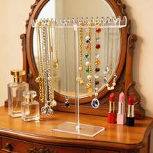 1pc Elegant Black Velvet T-Bar Bracelet Display Stand - Tabletop Jewelry Holder, Mother's Day Gift, Suitable For Retail Display Cases - Clear - View 1