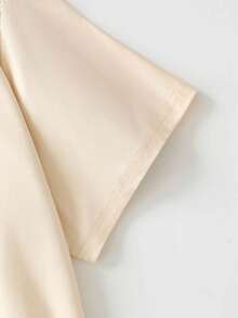 女士休闲圆领字母印花短袖T恤，夏季学生青年装 - 简约英文图案T恤激发想象力和自我表达 - 米色 - 查看 8