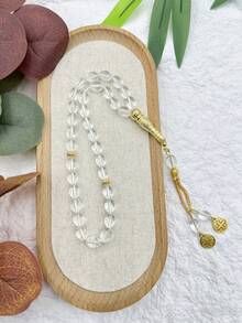 33 piezas Pulsera de cuentas de oración islámicas ovaladas de vidrio transparente - multicolor - Ver 8