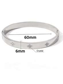1pc Classic Luxury Versatile Bracelet With 4 Diamonds, Stainless Steel 18K Plated, Non-Fading, Suitable For Fashionable Ladies Daily, Dating, Party Wear, Gift - Four-point Diamond Bracelet - View 5